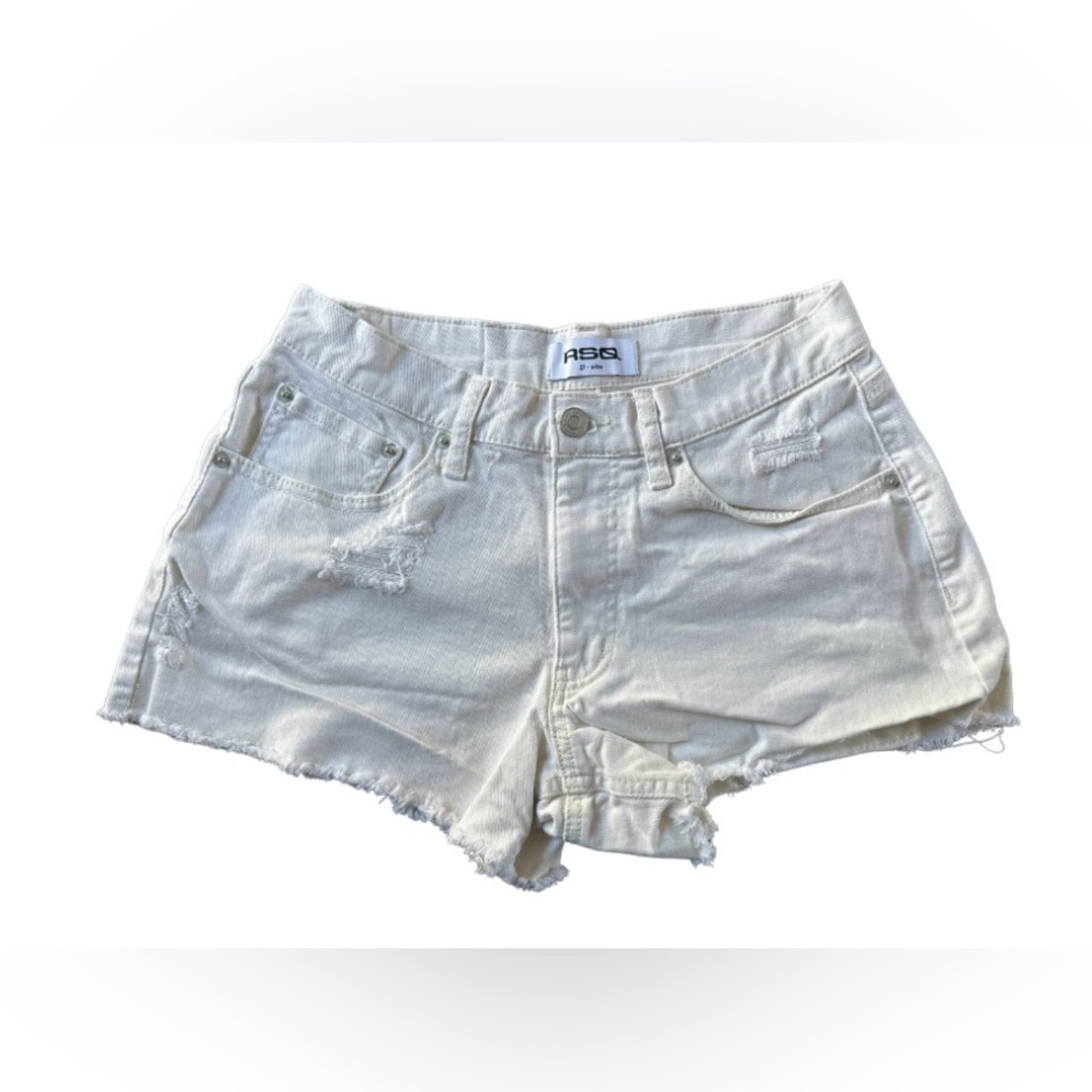 RSQ A-Line White Distressed Denim Cutoff Shorts